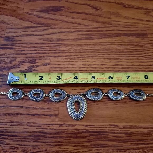 LUCKY BRAND Burnished Gold And Crystal Necklace STATEMENT MAKING - Picture 8 of 9